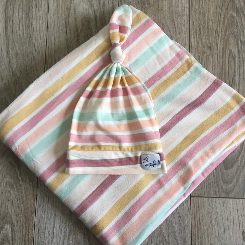 Copper and Pearl Swaddle and Hat set